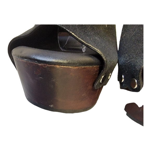 Torrid Embroidered Applique Rose Wooden Wedge Platform Slingback Sandals Black - Picture 13 of 14